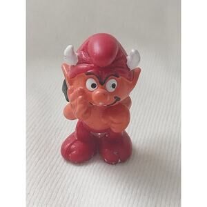 Vintage Smurfs RARE PVC Red Devil Demon Wings Horns Figure